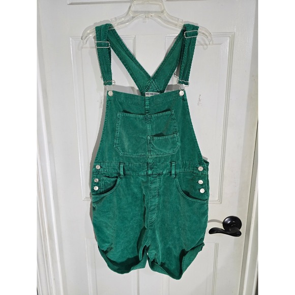 Free People We The Free Ziggy Cord Shortall Emerald Green Corduroy Overalls L - Picture 4 of 9